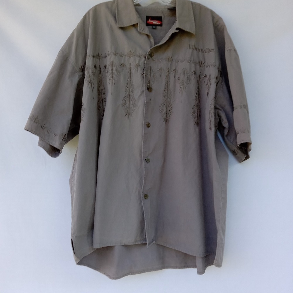 Johnny‎ Blaze Vintage Y2K Shirt XXL Button Down Embroidered Design 2XL Gray